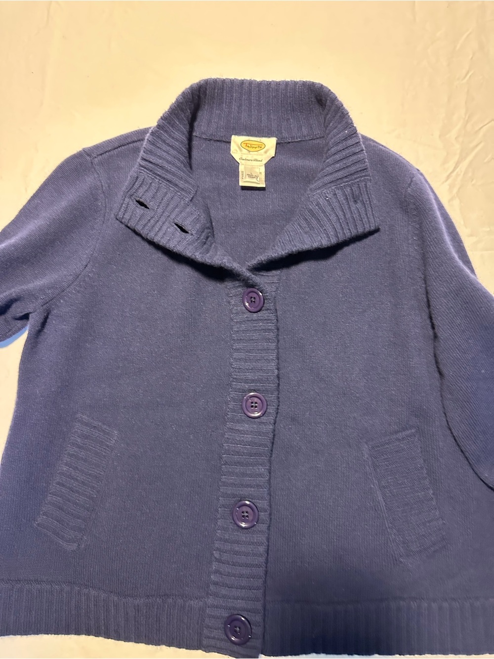 Talbots Cashmere-Blend Button-Down Sweater with Bell Sleeves Size L